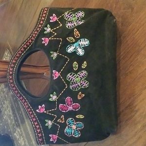 Vintage J Renee Suede Embroidered Bag